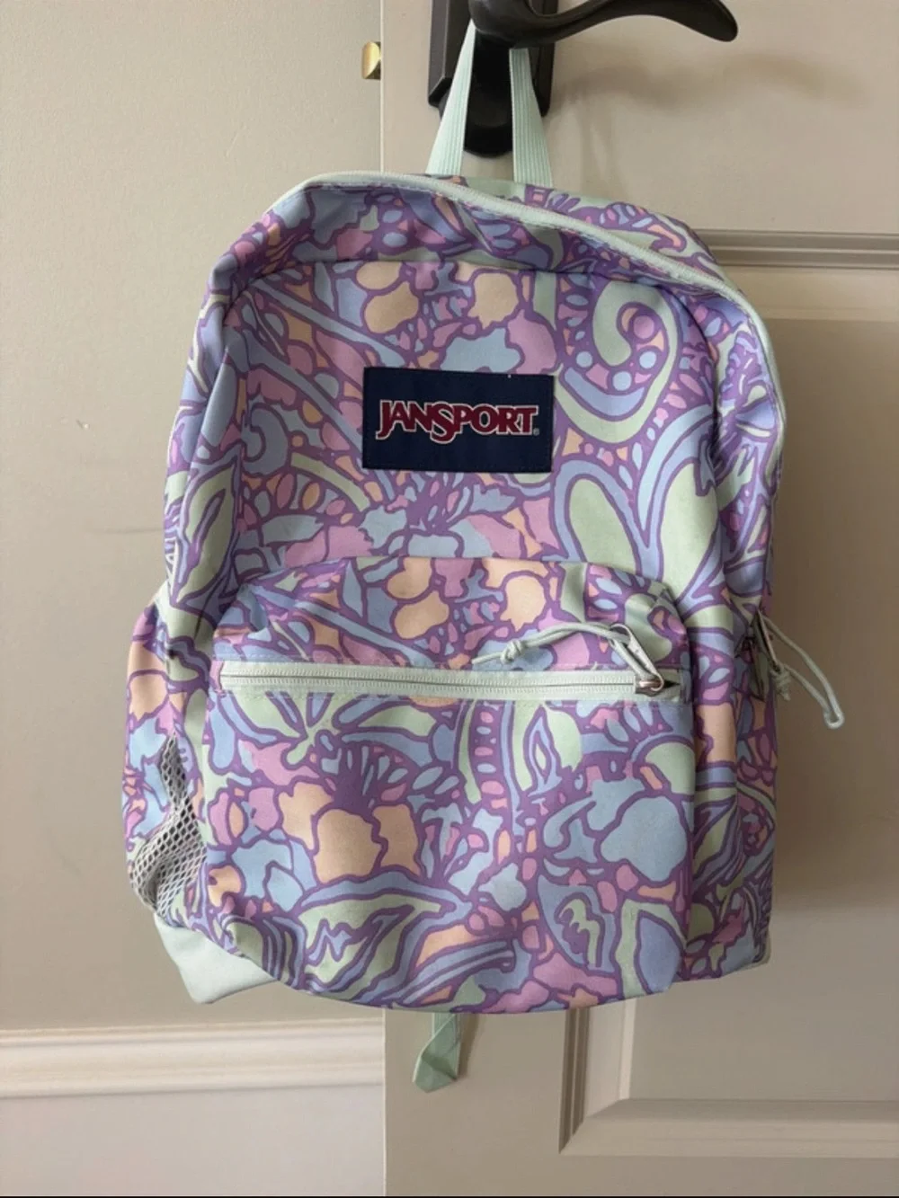 Jansport Floral Paisley Backpack in Lavender, Mint & Peach
